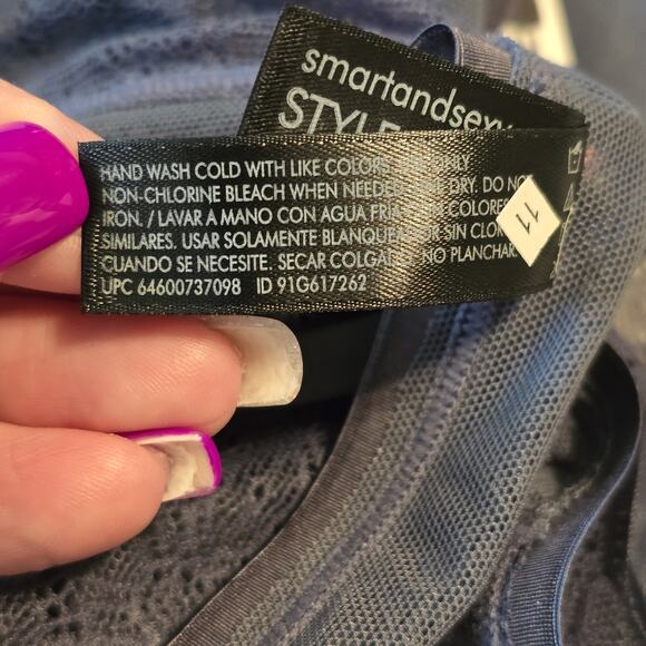 Smart & Sexy The Curvy Collection High Rise Cheekini Womens 10 Gray Lace Mesh - Picture 8 of 8